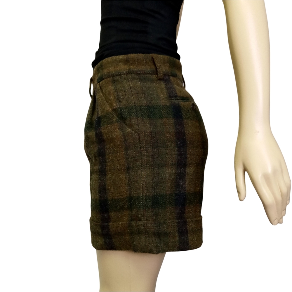 A.P.C. Wool Green Plaid Shorts M - image 3